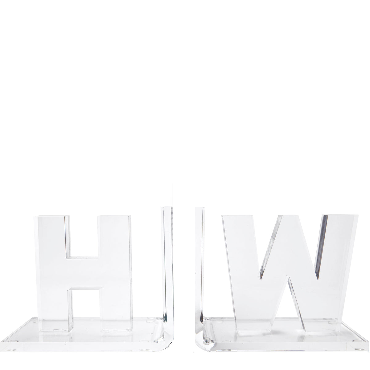 Tara Wilson Designs Bookends PERSONALIZED THICK Clear INITIALS 7.5" h