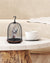 Daqi Bluetooth Speaker and Light pale green porcelain bird with flower pattern black cage and walnut color speaker base