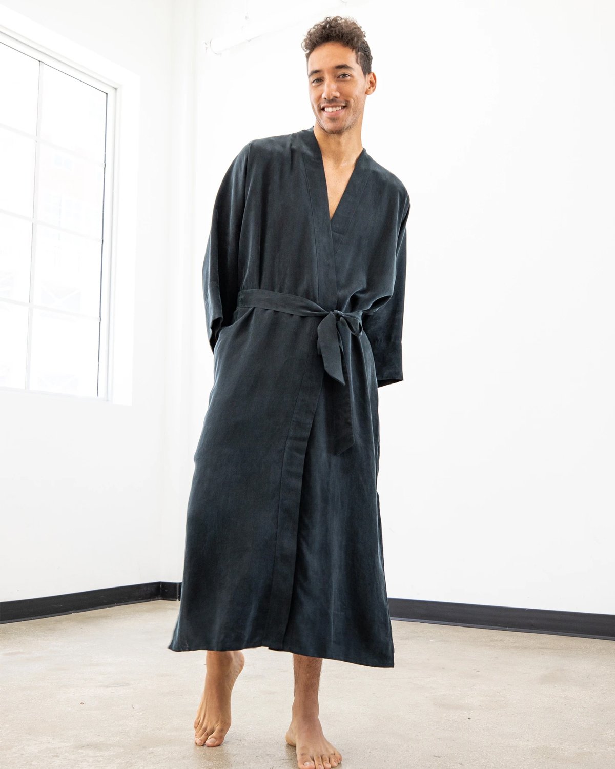 niLuu Men's Kimono Robe NOIR