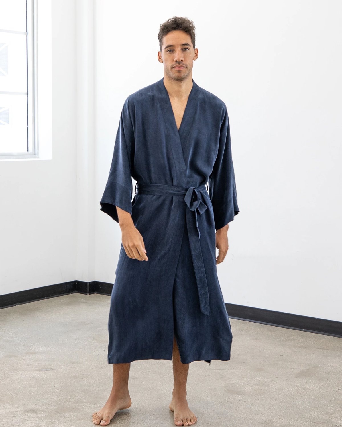 niLuu Men's Kimono Robe MIDNIGHT BLUE