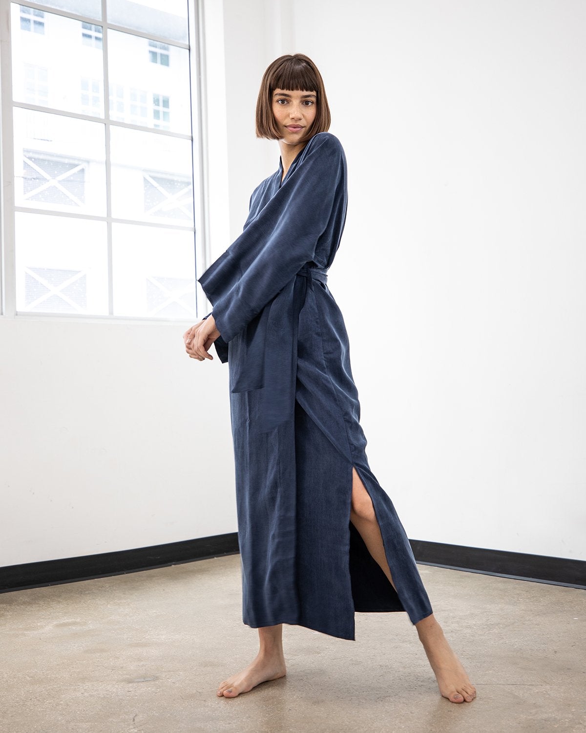 niLuu Women's Kimono Robe MIDNIGHT BLUE