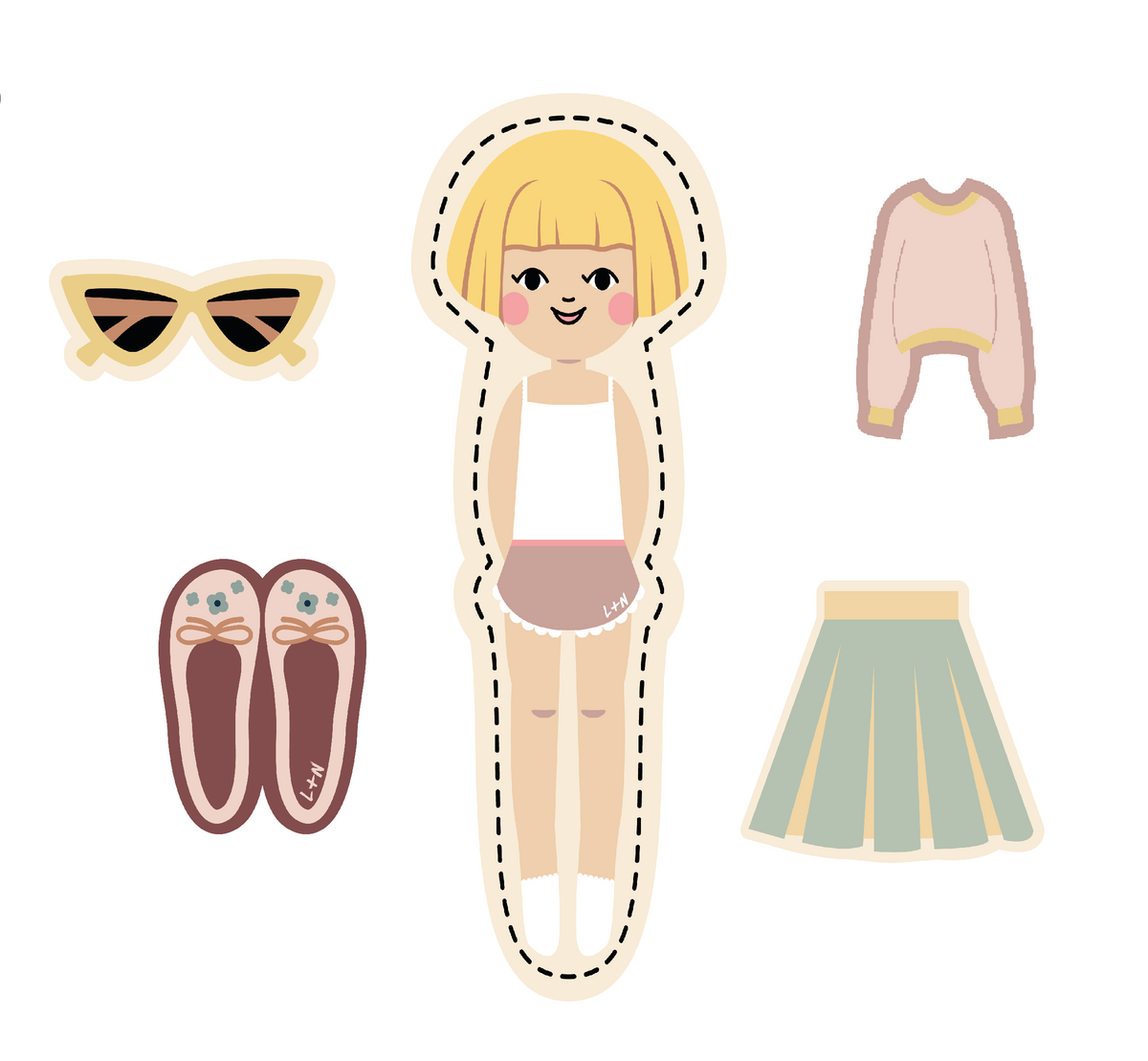 Light Plus Nine Nimix PAPER DOLL GIRL Set 3 Pieces