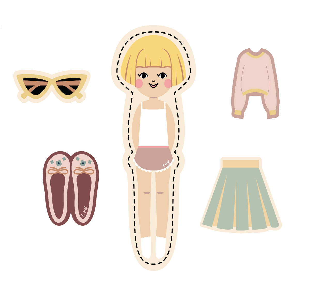 Nimix PAPER DOLL GIRL Set 3 Pieces