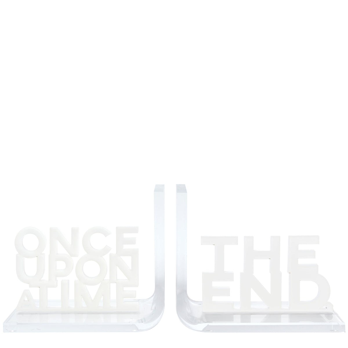 Bookends ONCE UPON A TIME / THE END White 7.5 inches height