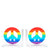 Tara Wilson Designs Bookends Mirror PEACE SIGN Rainbow Colors 7.5" h