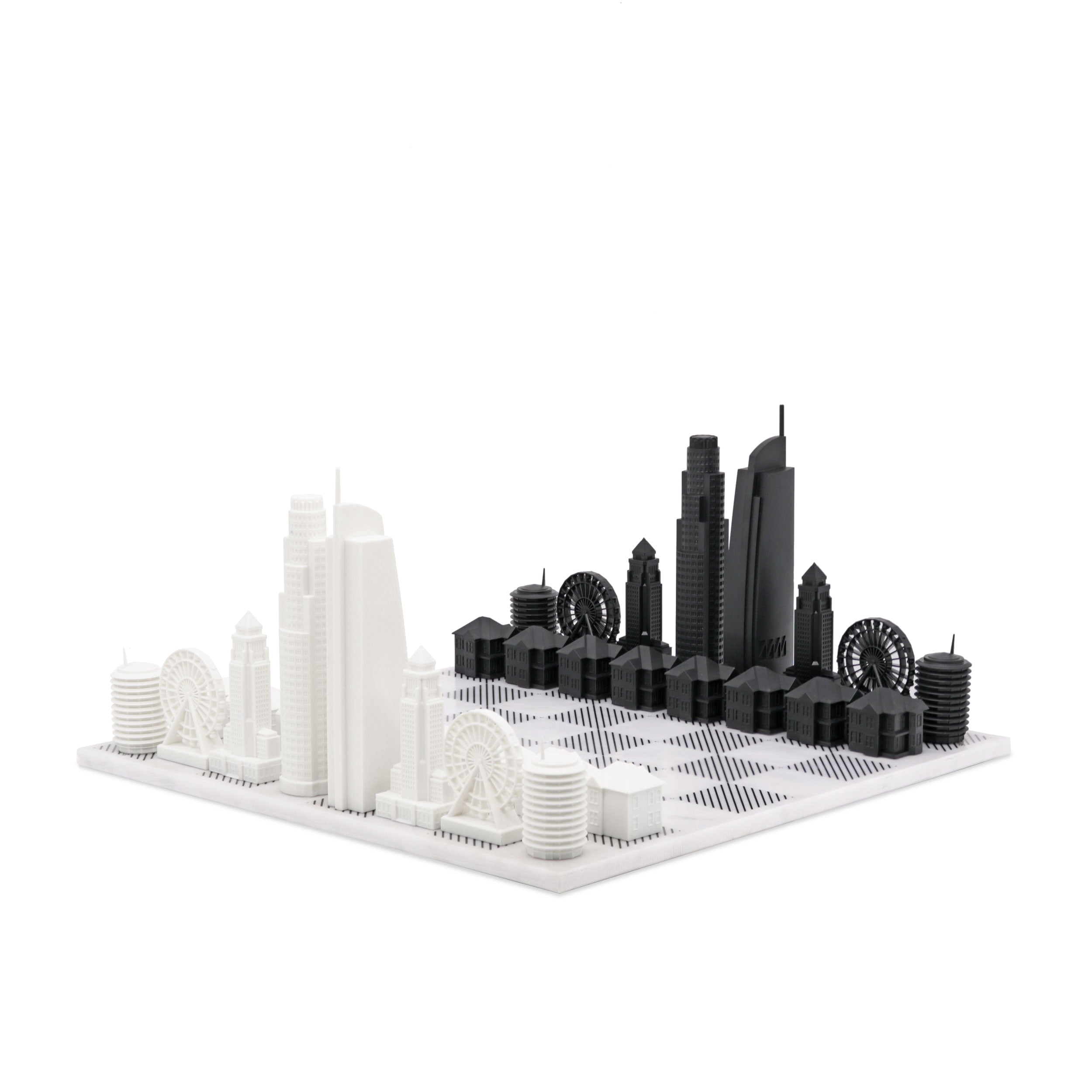 Skyline Chess Chess Set Acrylic LOS ANGELES Edition with Marble Hatch Board