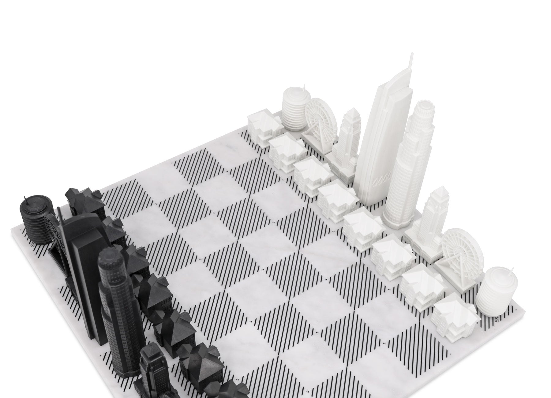 Skyline Chess Chess Set Acrylic LOS ANGELES Edition with Marble Hatch Board