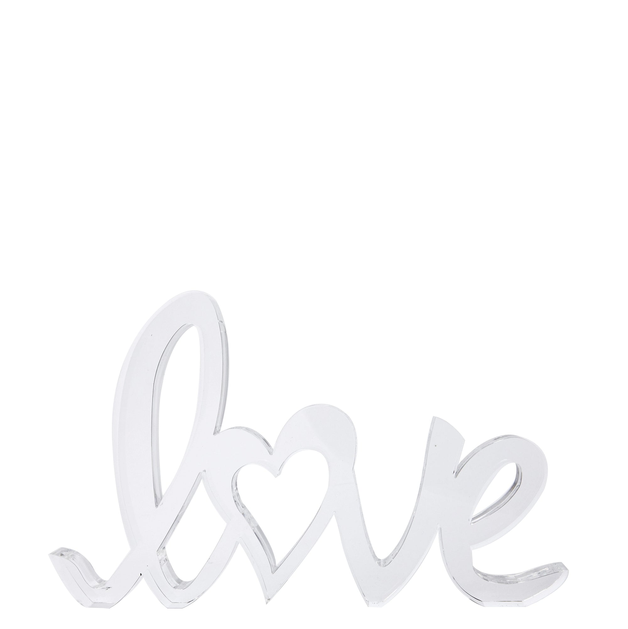 Shelf Decor Stand Alone LOVE Clear Cursive 6.5 inches length 