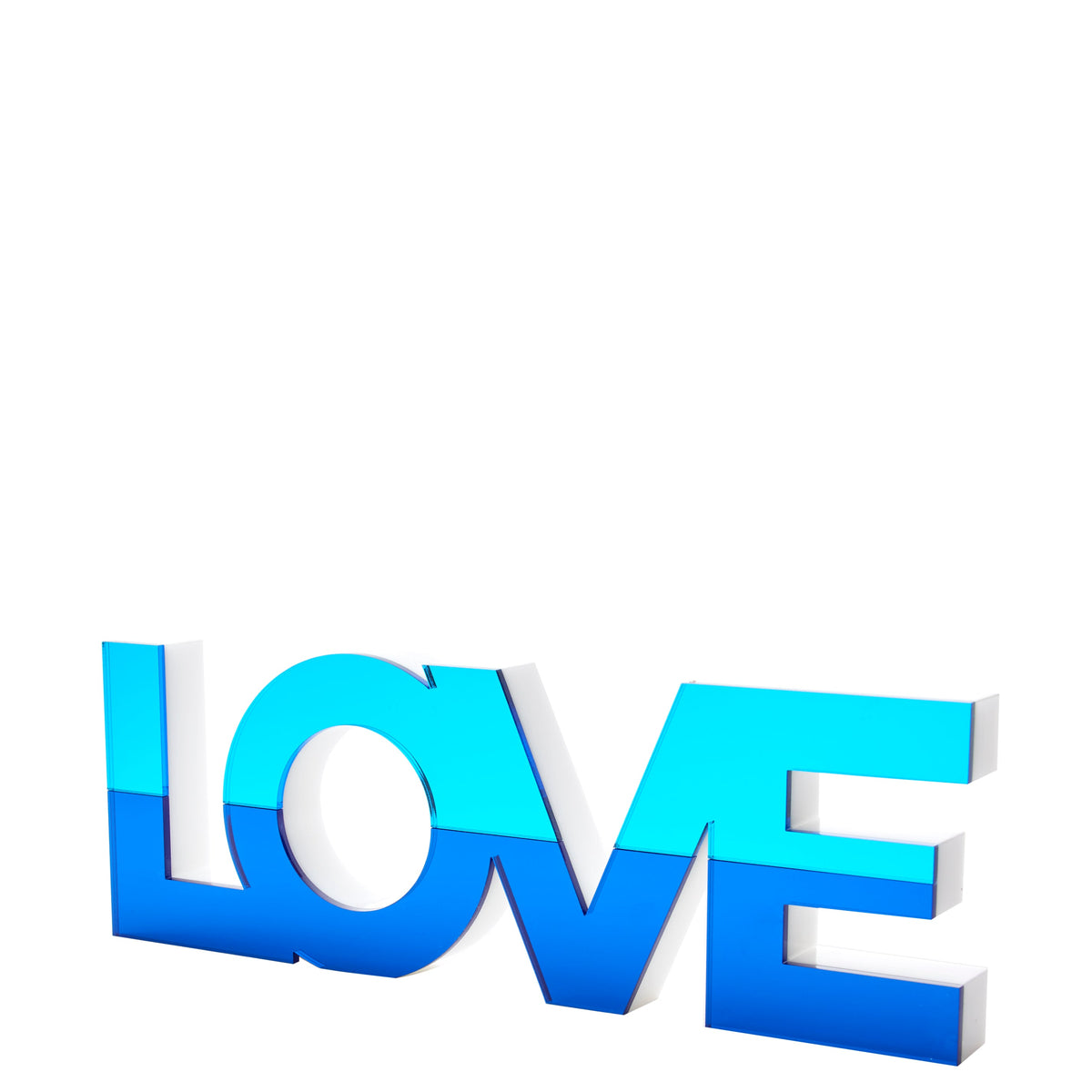 Shelf Decor Stand Alone LOVE Mirrored Blue 6.5 inches length