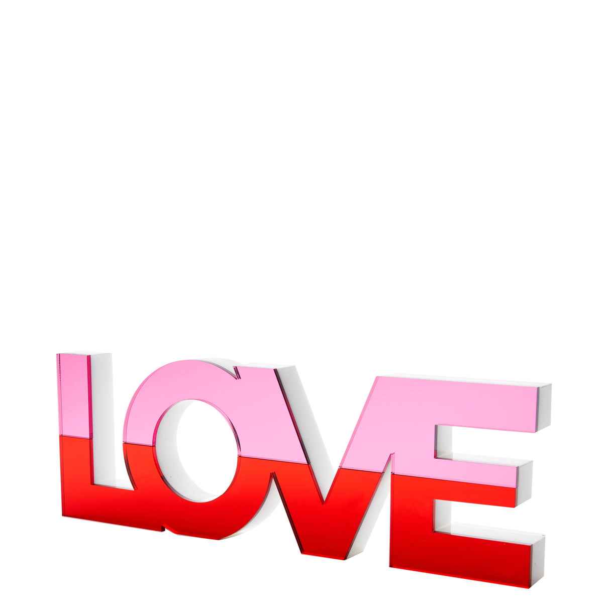 Shelf Decor Stand Alone LOVE Mirrored Red & Pink  6.5 inches length