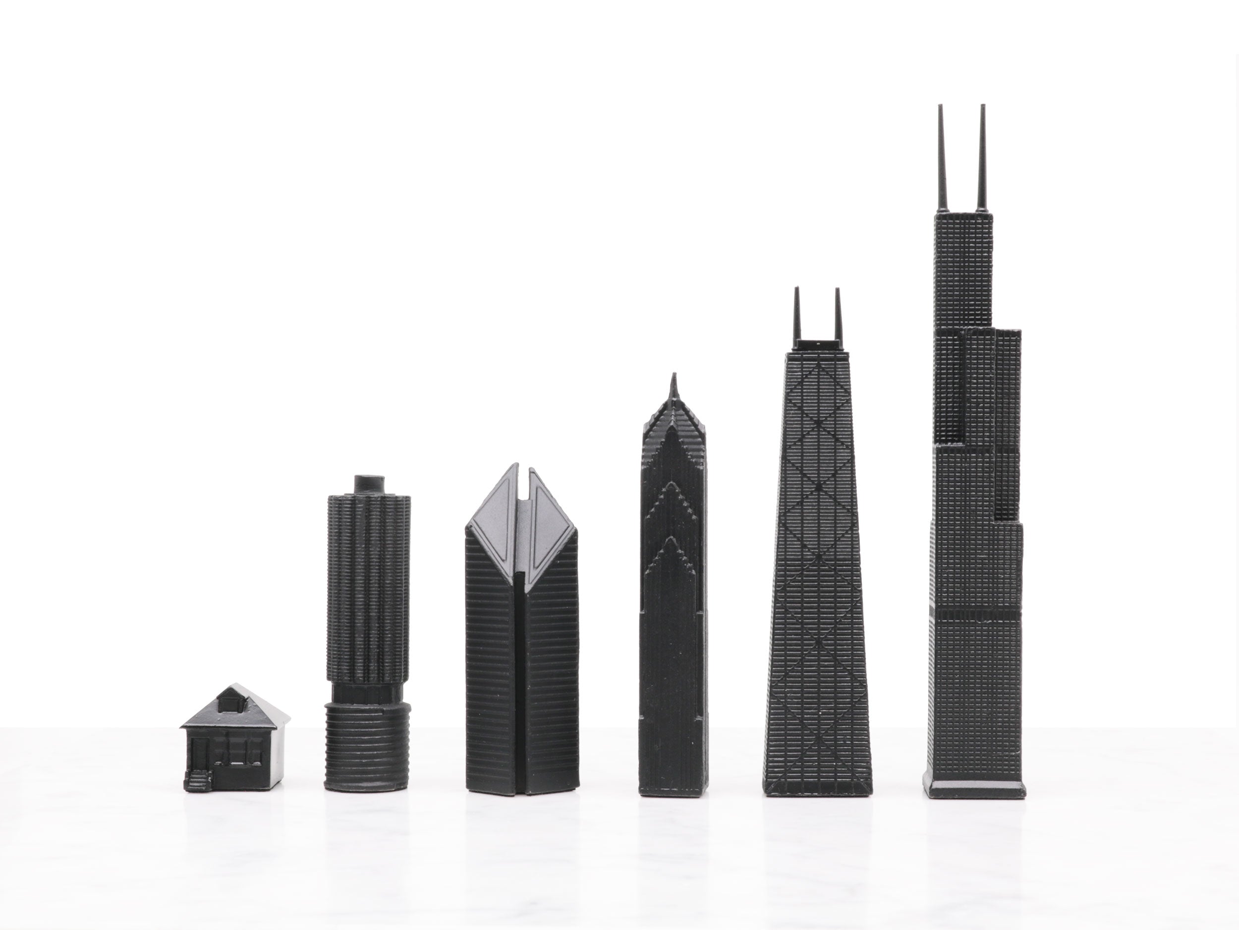Skyline Chess Chess Set Stainless Steel CHICAGO Edition with Wood Map Board