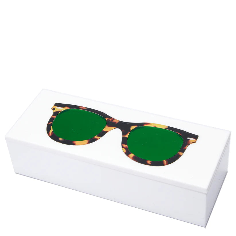 Box TRINKETS White SUNGLASSES  8 inches by 3 inches