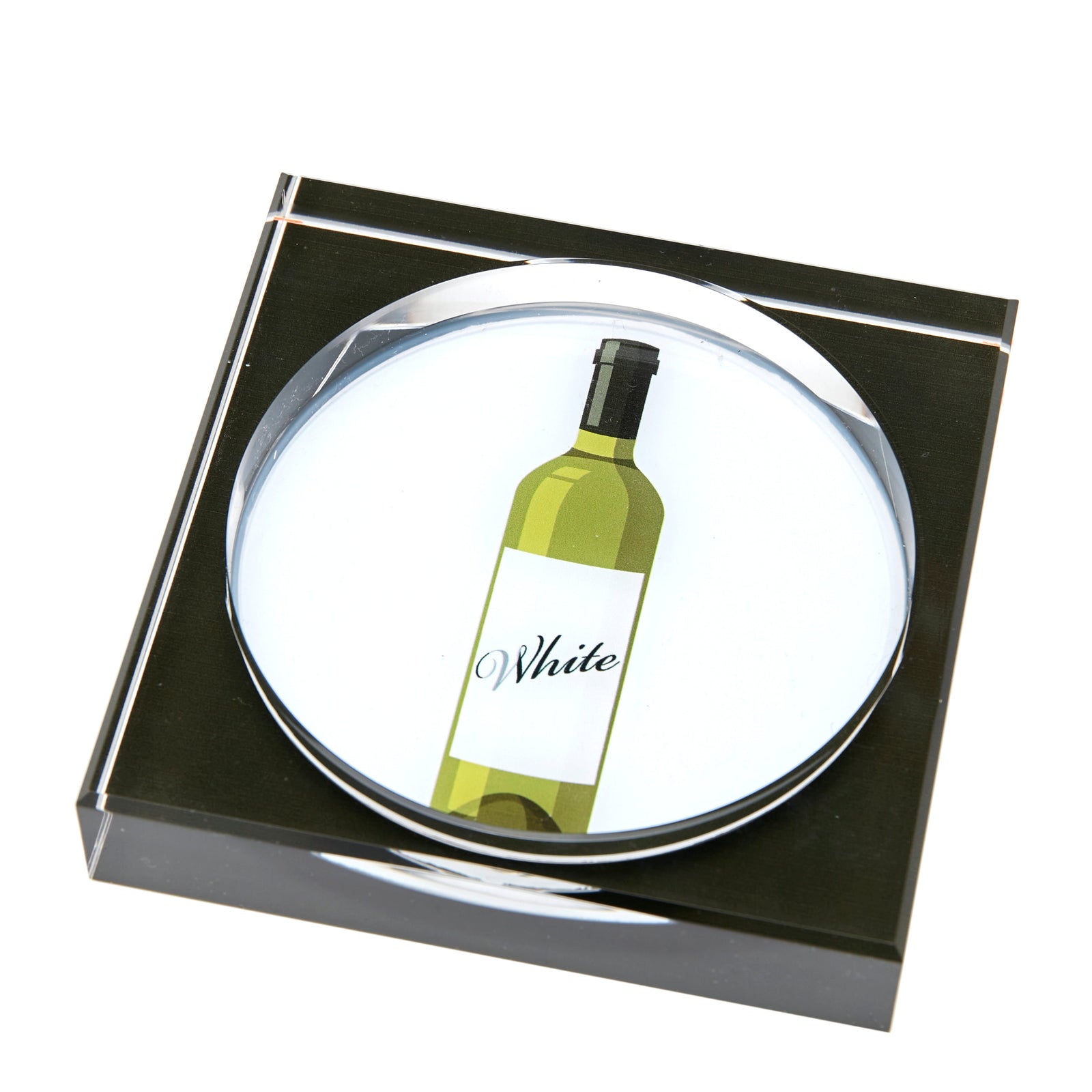 Tara Wilson Designs Bottle Coaster White WINE 4.75" x 4.75"