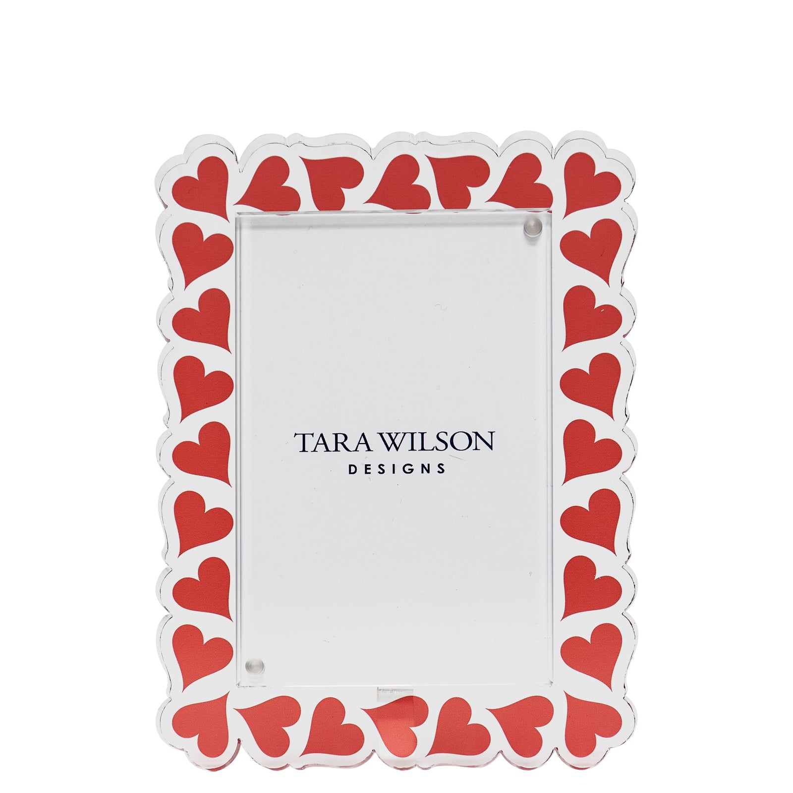 Tara Wilson Designs Frame WORD PRINTED Red Hearts 6" x 8" for Photo Size 4" x 6"