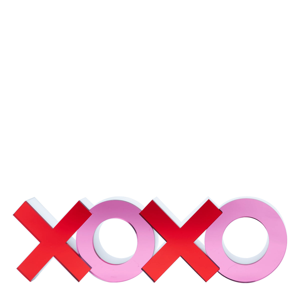 Shelf Decor Stand Alone XOXO Mirrored Red & Pink 6.5 inches length