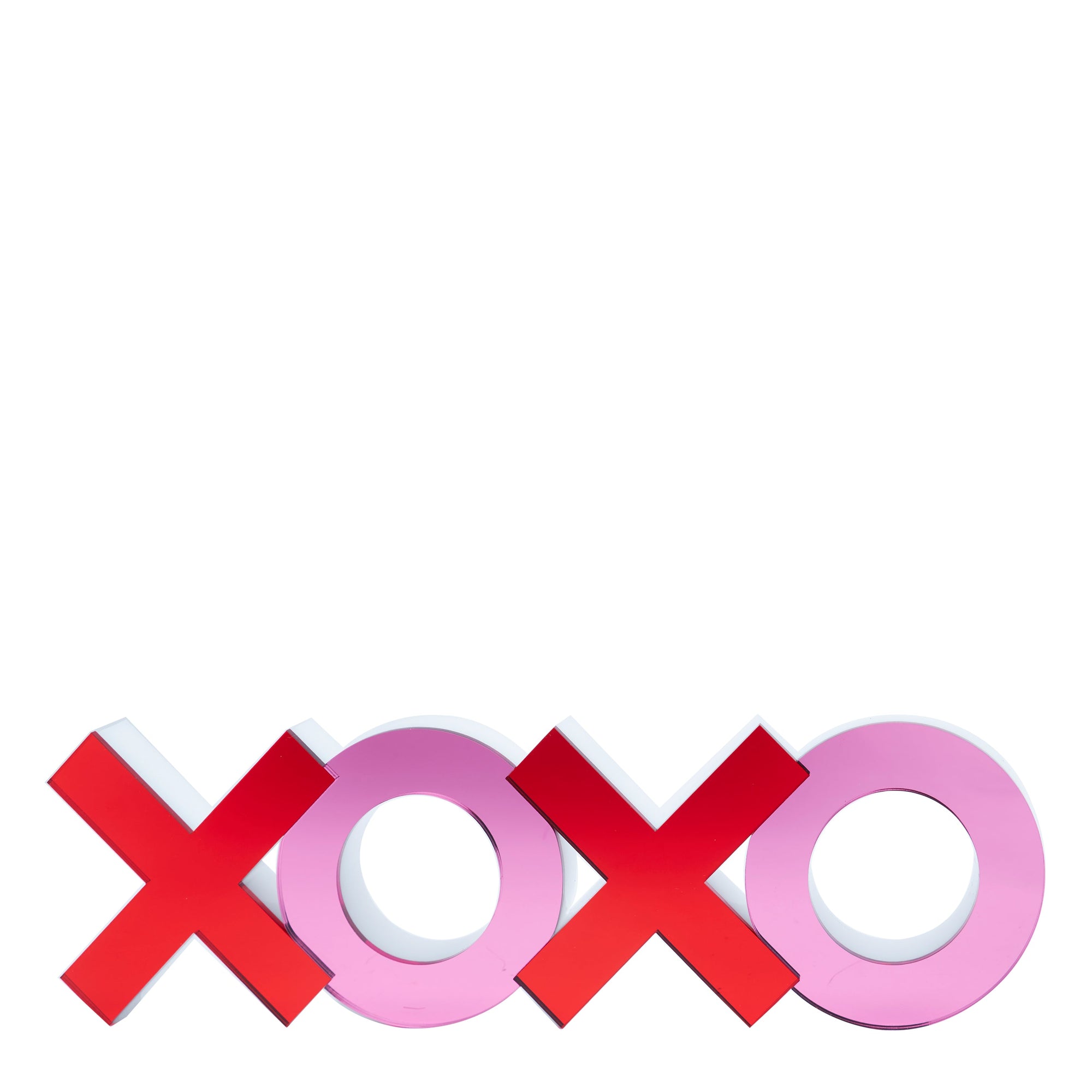 Shelf Decor Stand Alone XOXO Mirrored Red & Pink 6.5 inches length 