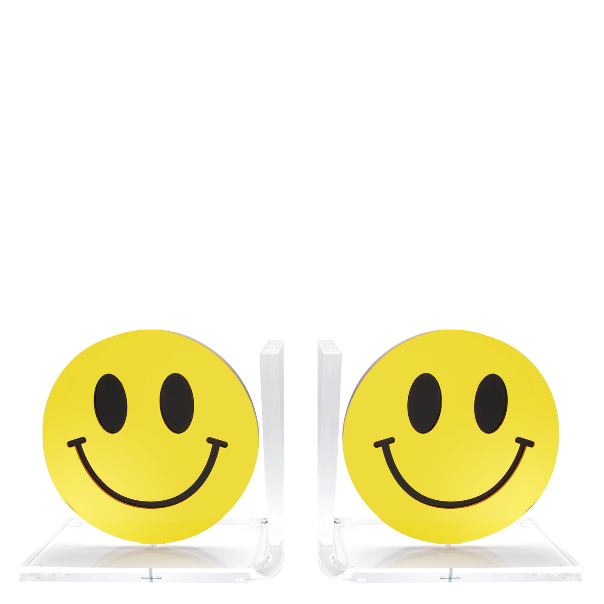 Tara Wilson Designs Bookends Mirrored Yellow SMILEY FACE 7.5" h
