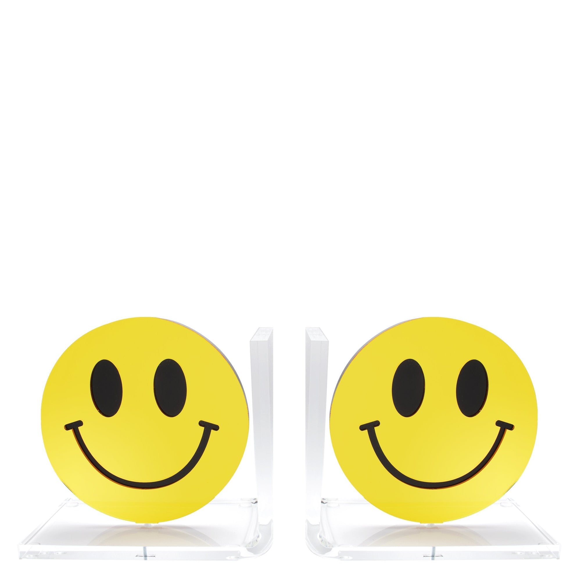 Bookends Mirrored Yellow SMILEY FACE 7.5 inches height 