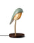 Daqi Side Table Lamp with USB charger with porcelein bird in Olive Green