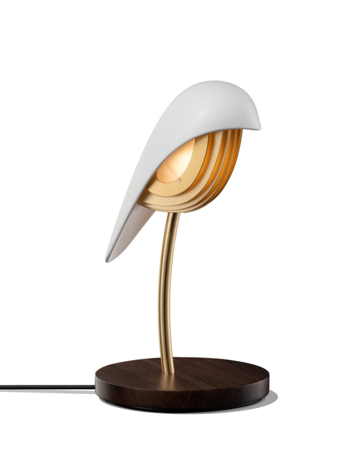 Daqi Side Table Lamp with USB charger with porcelein bird in Ivory White